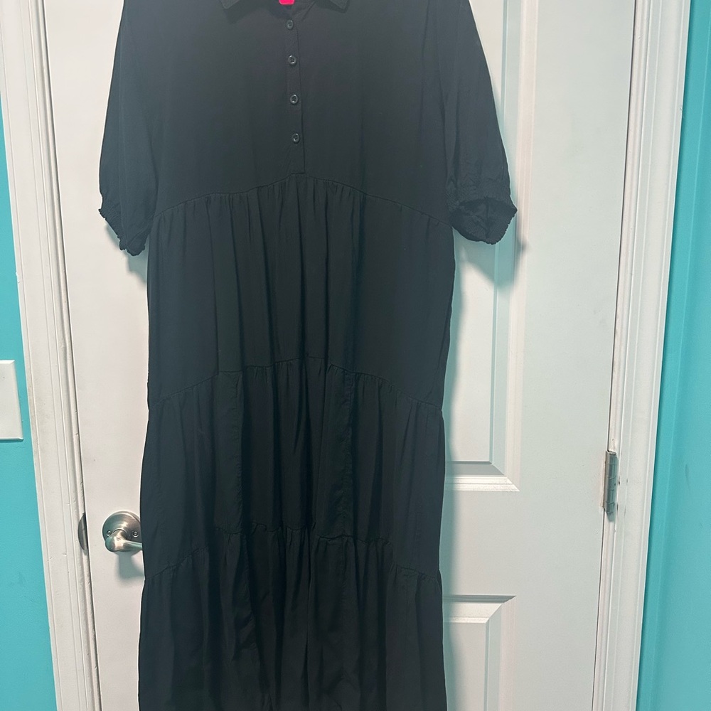 Torrid Black Polo Collar Cuffed Sleeve Casual Dress